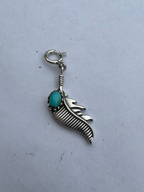 Sterling Silver and Turquoise Feather Charm