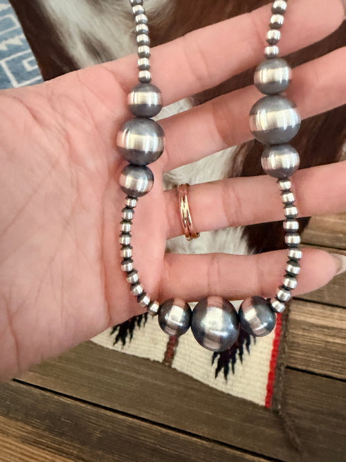 Handcrafted Sterling Silver Pearl 18” Beaded Necklace