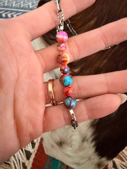 Handmade Sterling Silver & Pink Dream Mojave Beaded Necklace
