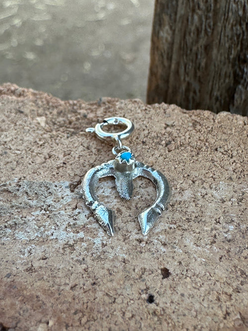 Navajo Crafted Sterling Silver and Turquoise Naja Charm