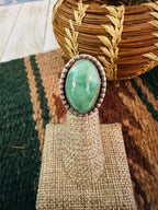 Old Pawn Handcrafted Turquoise & Sterling Silver Ring Size 3.25