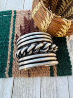 Handcrafted Old Pawn Sterling Silver Chain Cuff Bracelet