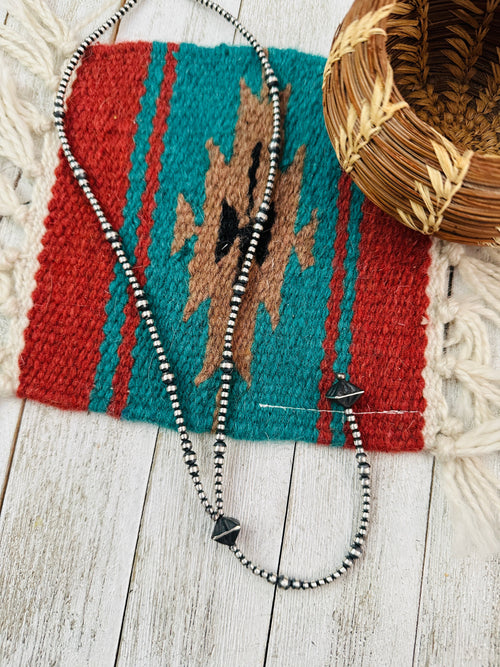 Navajo Sterling Silver Beaded Lariat Necklace