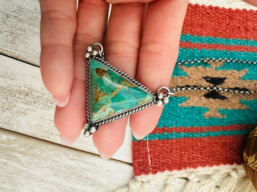 Navajo Sterling Silver & Royston Turquoise Triangle Necklace