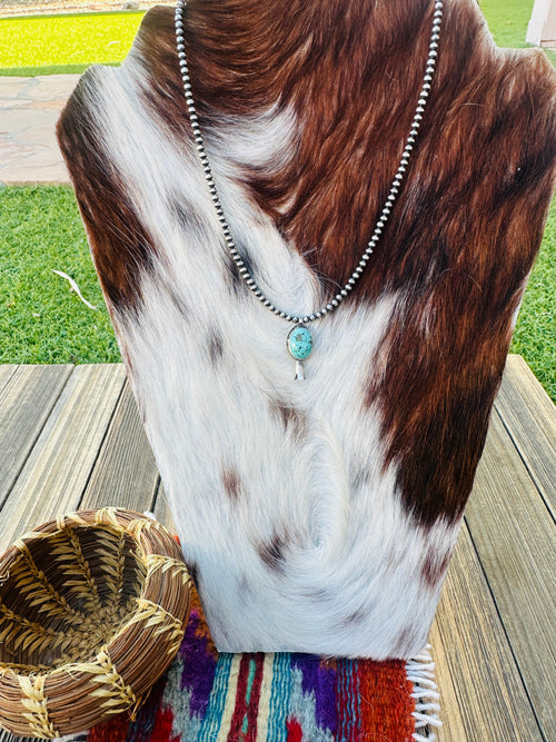 Handcrafted Turquoise & Sterling Silver Beaded Blossom Necklace