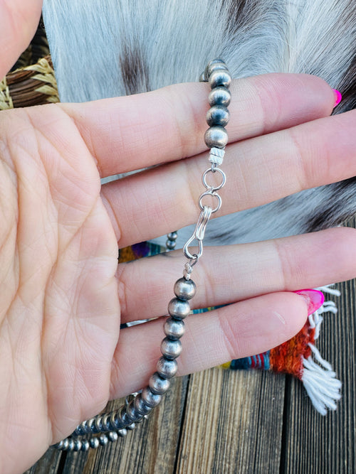 Handcrafted Turquoise & Sterling Silver Beaded Blossom Necklace
