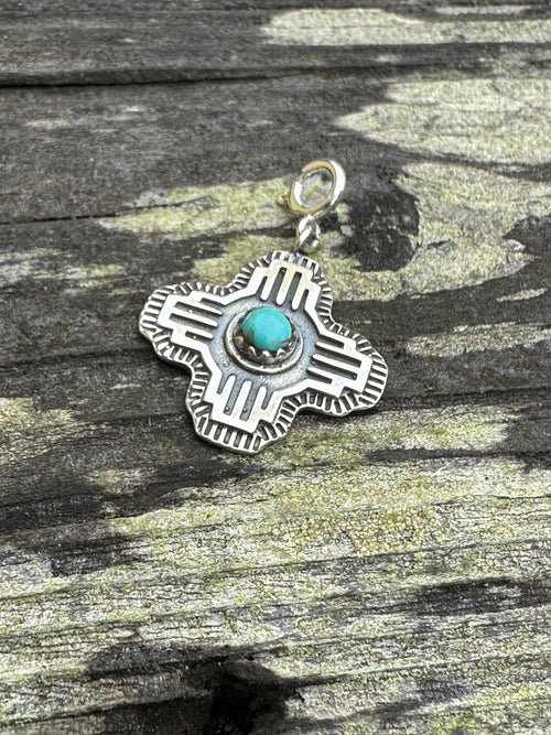 Sterling Silver and Turquoise Zia Charm