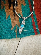 Navajo Turquoise & Sterling Silver Flower Pendant