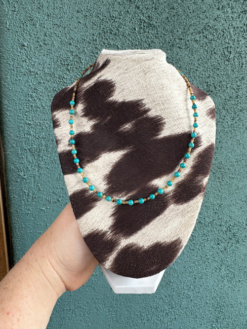 Navajo Turquoise And Heishi  Beaded Necklace 16”