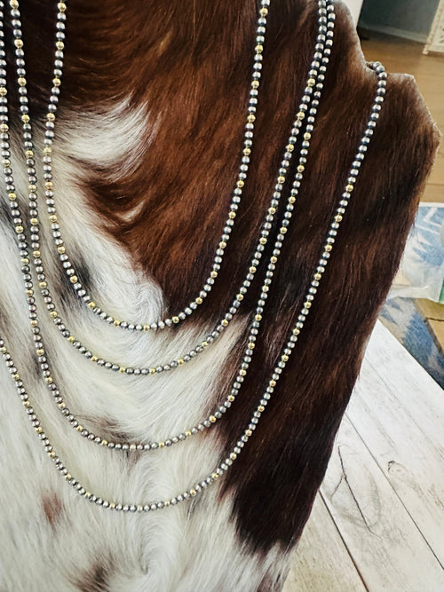 Navajo Sterling Silver & Gold Beaded Necklace