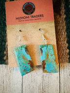 Navajo Sterling Silver & Turquoise Slab Dangle Earrings