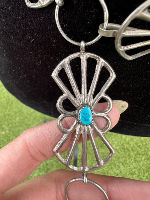 Handcrafted Vintage Old Pawn Turquoise & Sterling Silver Belt