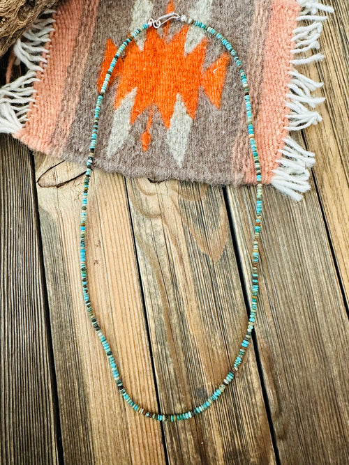 Navajo Turquoise and Sterling Silver Beaded Necklace 20”