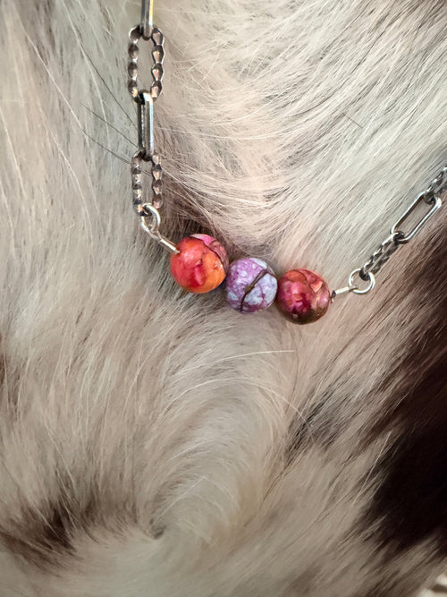 Handmade Sterling Silver & Pink Dream Mojave Beaded Necklace