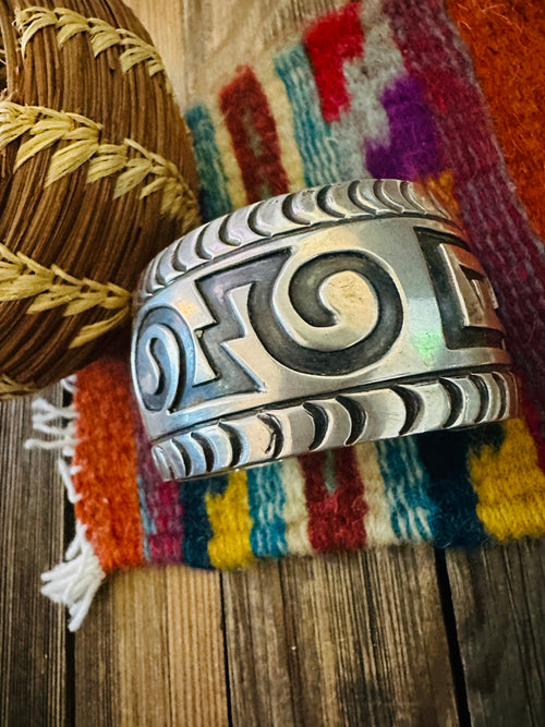 Handcrafted Old Pawn Sterling Silver Cuff Bracelet