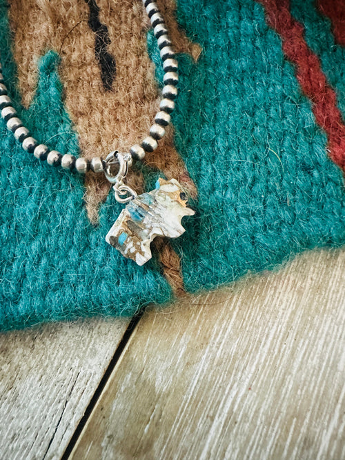 Navajo Hand Carved Blue Mojave Buffalo Charm