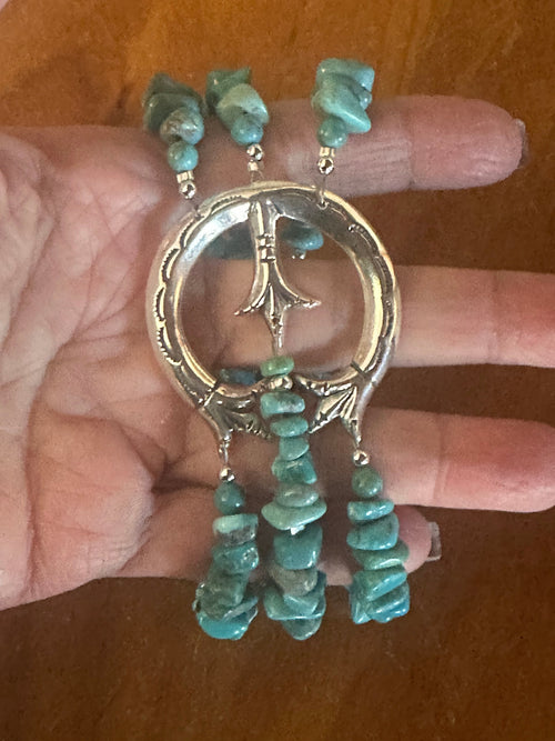 Paige Wallace Chunky Sterling Silver and Turquoise Naja Bracelet