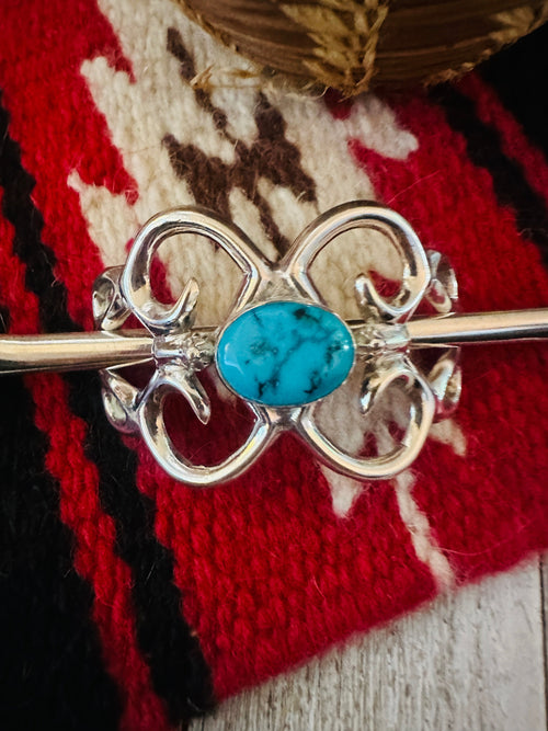 Old Pawn Navajo Turquoise & Sterling Silver Hair Pin
