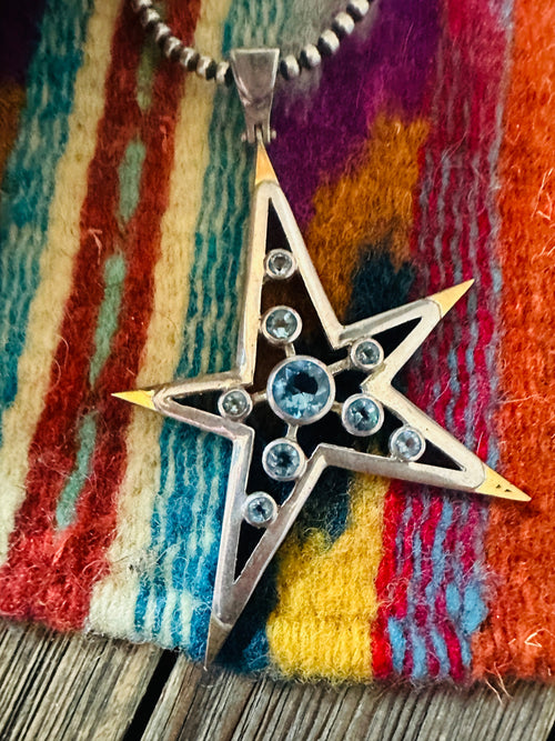 Handcrafted Old Pawn Sterling Silver & Topaz Star Pendant