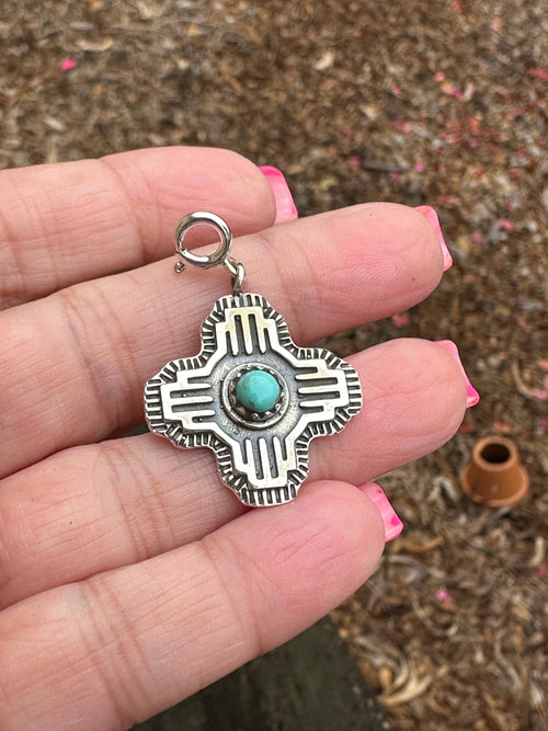 Sterling Silver and Turquoise Zia Charm