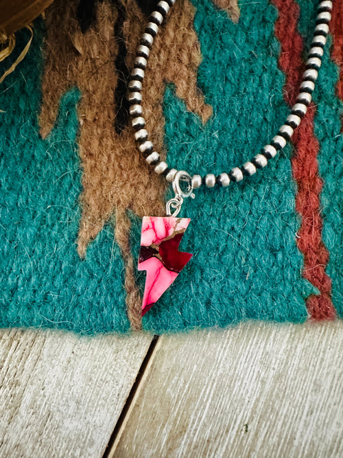 Navajo Hand Carved Rose Dahlia Lightning Bolt Charm