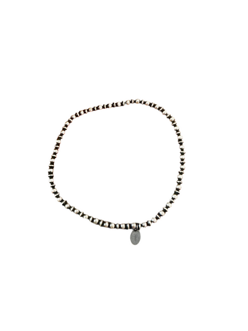Navajo Sterling Silver Pearl Beaded Stretch Bracelet.