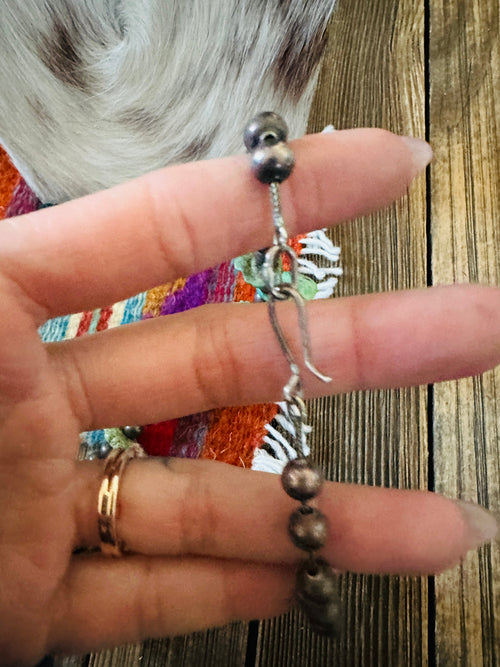 Old Pawn Handcrafted Turquoise & Sterling Silver Beaded 16” Necklace