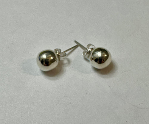 8mm Silver Bead Stud Earrings