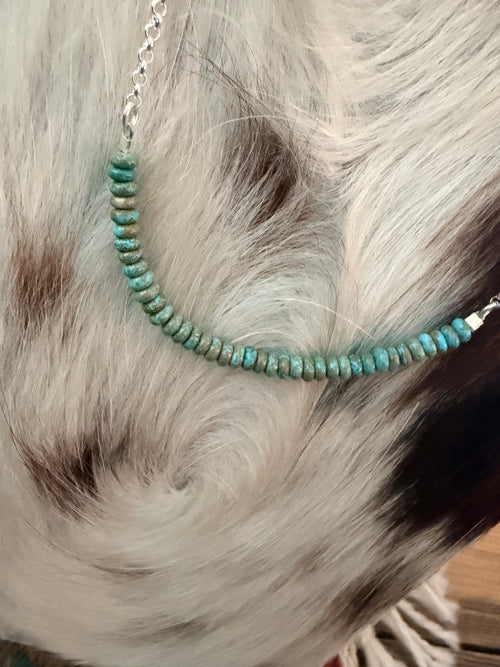 Handmade Sterling Silver & Turquoise Beaded Necklace