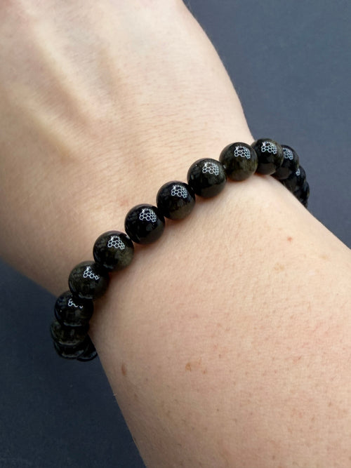 Black Banded Agate 6mm beaded stretch bracelet