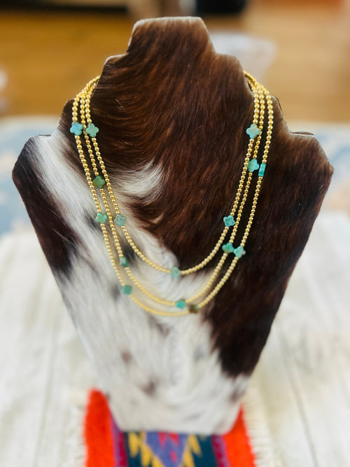 Navajo Gold Plated Sterling Silver & Turquoise Beaded Necklace