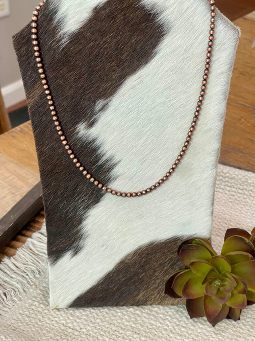 Handmade Copper 16” 4mm Beaded Necklace