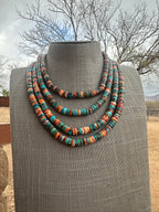 Navajo Kingman Turquoise & Spiny Sterling Silver 8mm Beaded Necklace