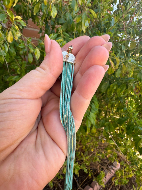 “The Golden Collection” Handmade Gold & Turquoise Tassel Drop Earrings