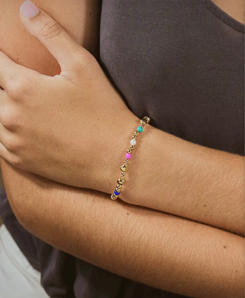 Truvy Shell Beaded Stretch Bracelet