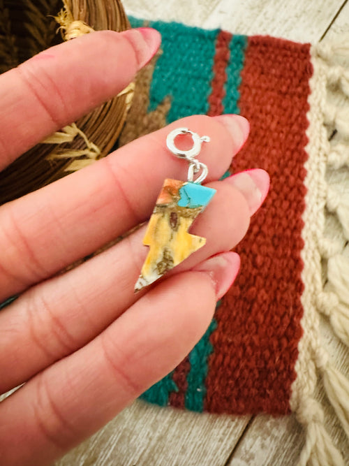 Navajo Hand Carved Spice Lightning Bolt Charm