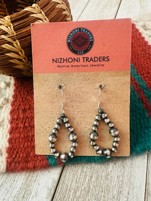 Handcrafted Sterling Silver Beaded Dangle Hoop Earrings