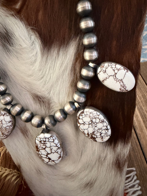 Handcrafted Wild Horse & Sterling Silver Beaded Necklace