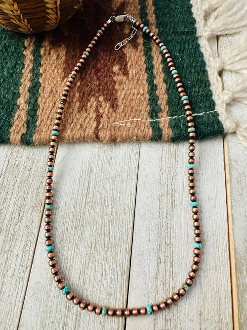 Navajo Turquoise & Copper 16” Beaded Necklace