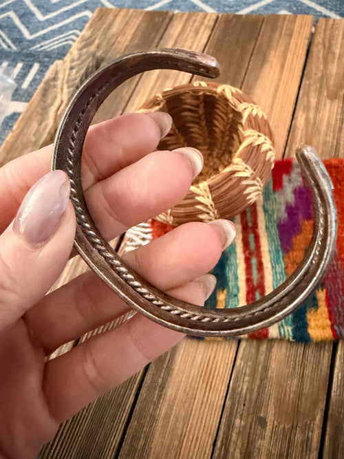 Handcrafted Old Pawn Sterling Silver Cuff Bracelet