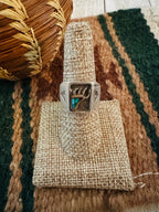 Old Pawn Handcrafted Turquoise & Sterling Silver Bear Paw Ring Size 7.25