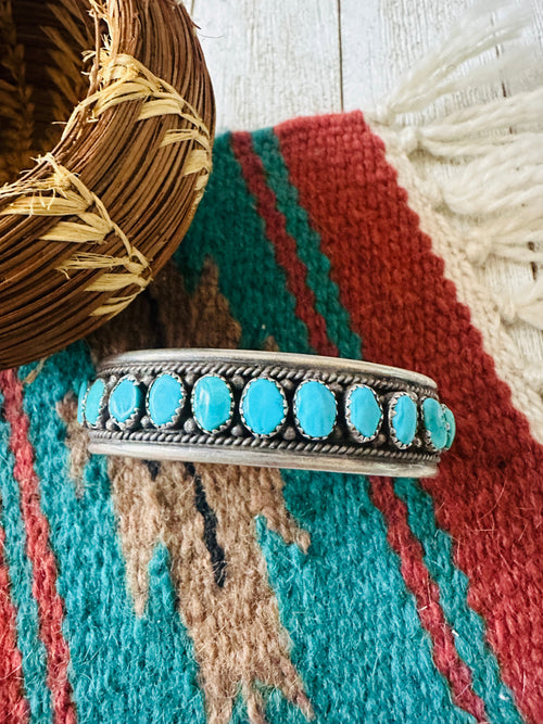 Old Pawn Navajo Sterling Silver & Turquoise Cuff Bracelet