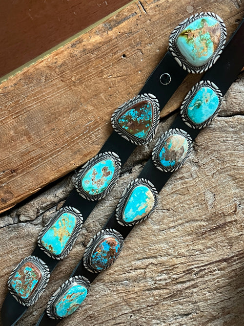 Stunning Handcrafted Sterling Silver and Royston Turquoise Concho Belts by Mary Ann Spencer: Six To Choose From!