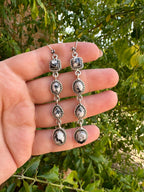 Handmade White Buffalo Sterling Silver Dangle Earrings Signed Nizhoni