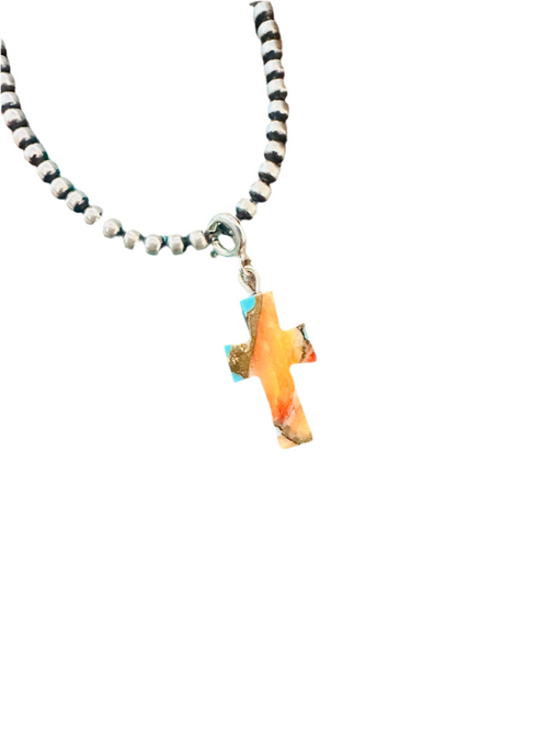 Navajo Hand Carved Spice Cross Charm