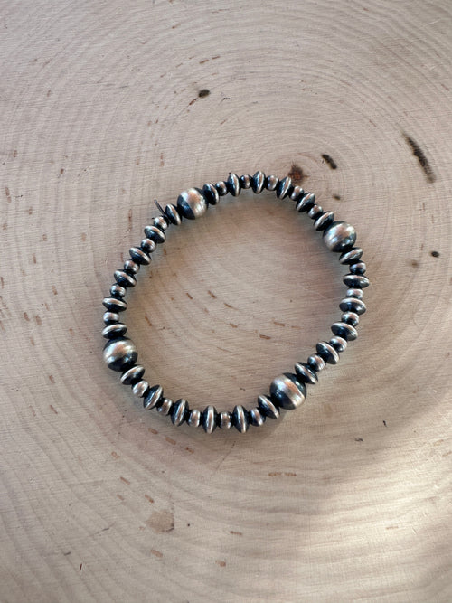 Handmade Sterling Silver Beaded Stretch Bracelet