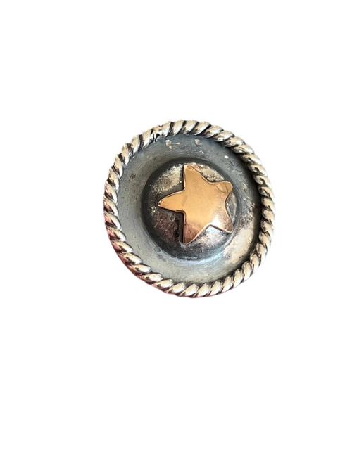 Sterling Silver Concho Slide with Brass Star Detail
