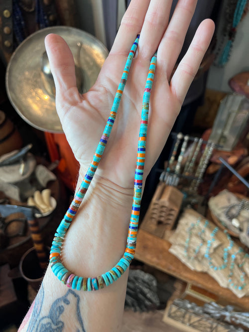 Ronald Chavez Handcrafted Multistone Graduated Heishi Bead Necklace, 21-1/2 inches