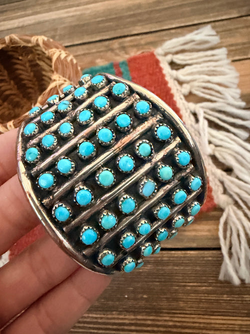 Handcrafted Old Pawn Nickel Silver & Turquoise Cuff Bracelet