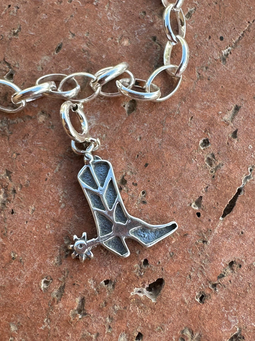 Navajo Sterling Silver Cowboy Boot Charm